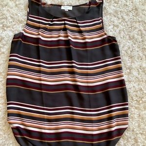 Loft stripped sleeveless blouse. Brown multi-color. Size small.